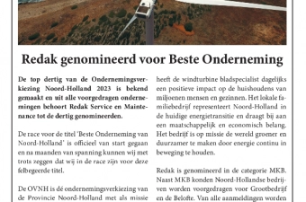 Bedrijfsnieuws: Redak genomineerd voor Beste Bedrijf